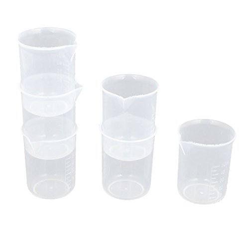 TOOGOO(R) Labor 50mL 1.7oZ Plastik Graduiert Fluessigkeits messbecher Testing Cup 6 Stueck£¨Transparent color£©