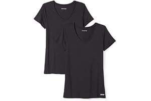 Amazon Essentials dam Tech stretchig kortärmad V-ringad T-shirt (finns i plusstorlek)