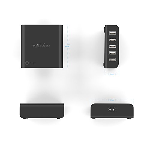 KabelDirekt 5V 8A 40W f  nffach USB Ladeger  t mit IDD Technologie  Intelligente Ger  teerkennung  - volle Kompatibilit  t zu Apple  Samsung  iOS  And