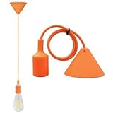 Pendente ARANCIONE a Soffitto con cavo e portalampada E27