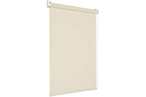 Victoria M. Tenebra Tenda a Rullo Oscurante, Montaggio con e senza Fori, Avvolgibile, Bianco Crema, 65 cm x 220 cm (Larghezza x Altezza)
