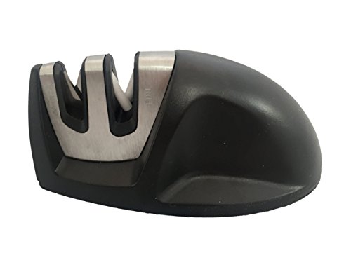 KitchnPro Messerschärfer Messerschleifer Knife Sharpener mit zweistufigem Schleifscheibe-Schärfsystem, Schwarz