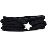 Armband Wickelarmband aus Stoff weich schwarz oder in Wunschfarbe mit versilbertem Stern aus Metall individuelle Geschenke zu Ostern und Muttertag