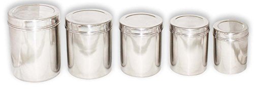 5 Piece Stainless Steel Canister Set by ToolUSA