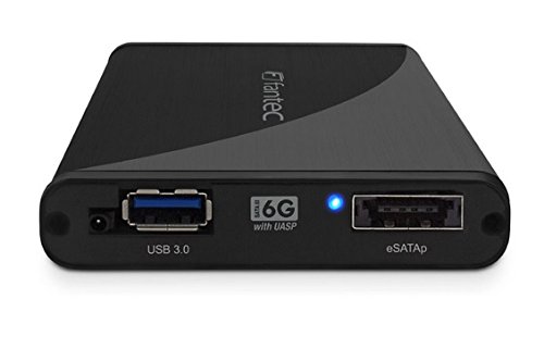 FANTEC 225U3eSATAp-6G Externes Festplattengehäuse (für den Einbau einer 6,35 cm (2,5 Zoll) SATA I/II/III Festplatte oder SSD, SATA III 6G und UASP Support, USB 3.0 SUPERSPEED und eSATAp Anschluss, eSATA Power, passive HDD Kühlung, robustes Aluminium Gehäuse im gebürsteten Design) schwarz - 2