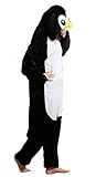 LATH.PIN® Jumpsuit Tier Karton Fasching Halloween Kostüm Sleepsuit Cosplay Fleece-Overall Pyjama Schlafanzug Erwachsene Unisex Lounge (M, Penguin) -