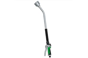 RESTMO 61cm Long Watering Lance, Gentle Soft Full Shower Spray Lance with Flow Control, Heavy Duty Metal Hose Wand for Hanging Baskets, Shrubs, Plants, Flowers, Garden and Lawn, Green
