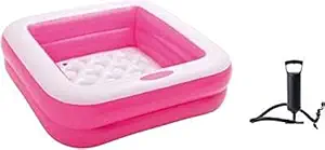 FLIPBOAT Summer Special 3.5 feet Rectangular Inflatable Kid Swimming Pool with Air Pump, Bath tub, Water Pool for Kids Pink Color