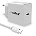 Price comparison product image iVoler Wall Charger, 25 W Quick Fast Charge USB Power Adapter with USB Cable C to C for Iphone, Samsung Galaxy,LG, HTC, Chromebook Pixel, Nintendo Switch, etc. (White)