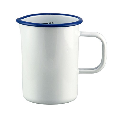 Münder-Emaille - Messbecher - Weiß/Blau - Ø8xH12cm - 500ml