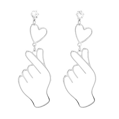 Zerama Regalo delle Donne del Cuore della cavità Mano Orecchini Loving Gesto dell'orecchio di Goccia ciondolano Gioielli