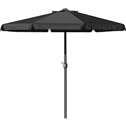 Deuba Parasol Noir - Ø 330cm - avec manivelle - Jardin - Terrasse protège du Soleil