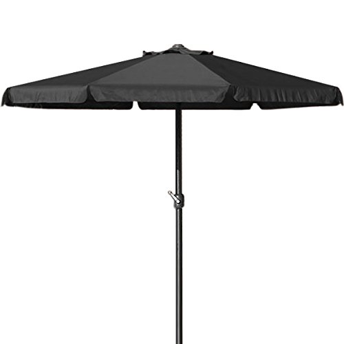 Deuba Parasol Noir - Ø 330cm - avec manivelle - Jardin - Terrasse protège du Soleil