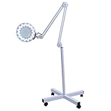 Magnifier Lamp, Floor Standing Lamp Light Adjustable Swivel Arm Magnifying Glass Lamp with 5X Magnification for Beauty Skincare Manicure Nail Tattoo Salon