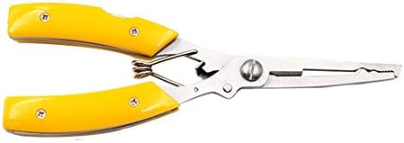Grip line Split Ring Crimp lead Sleeves Fishing Pliers Scissors with 2 Knives from XUNMA (YELLOW)