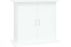 vidaXL Support pour Aquarium, Armoire pour Aquarium avec 4 Compartiments, Meuble de Base pour Aquarium avec Rangement Intérieur, Blanc Bois d'Ingénierie