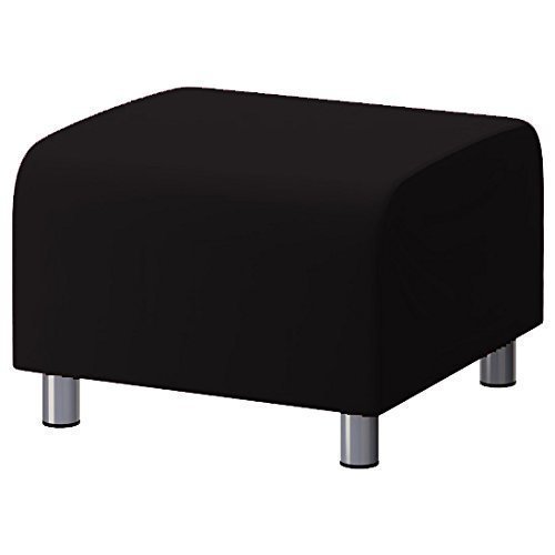 Schwarz, 100% Baumwolle, für Slipcover Schonbezug für Ikea Klippan Fusshocker mit Klettverschluss sichern