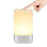 ★Sensor Táctil y Modo de Luz Regulable -odo de luz cálida-blanca de 3 niveles, y modo de cambio de colores (256). La luz suave y agradable del LED no le molestará. Tocando la parte superior del panel de la lámpara, la lámpara responderá en el acto. Operación fácil.