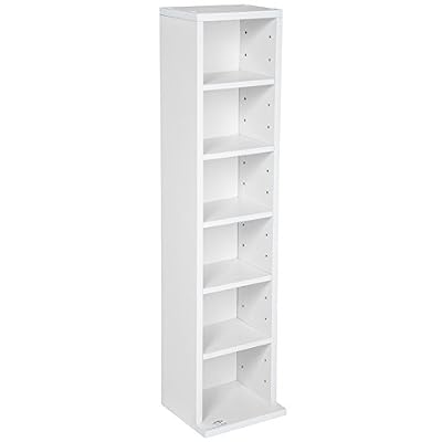 TecTake Étagère rangement CD / DVD meuble de rangement pour 102 CDs - H/l/P : env. 90/21/16 cm blanc