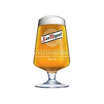 San Miguel Chalice Half Pint Beer Glasses – Set Of 2 (10oz / 280ml) With 2 Coasters