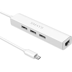 Micro USB LAN Adaptador con RJ45 3 USB Hub para TV Stick Streaming Dispositivo