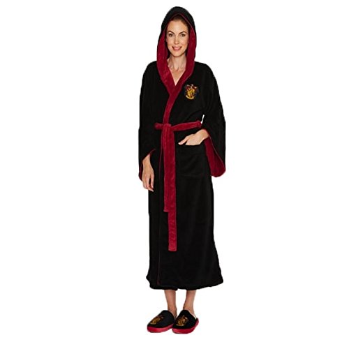 Womens Black Harry Potter Gryffindor Crest Hooded Dressing Gown