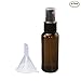 NALATI 6 Pcs 50ml PET Spray Bottles for Various Dilutions of Liquid with Black PP Fine Mist Sprayers Dust Caps and Funnel (Brown)