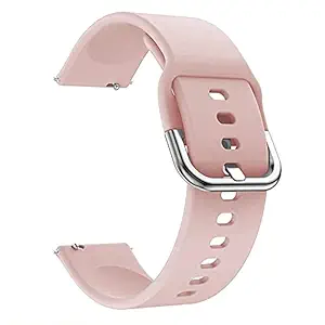 Humble Silicone 19mm Replacement Band Strap with Metal Buckle Compatible with Noise Colorfit Pro 2 , Boat Storm Smart Watch & Watches with 19mm Lugs (Pink)