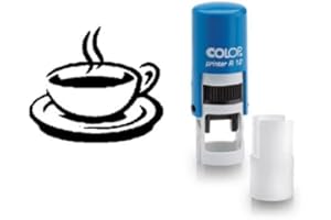 HANDY STAMPS QUALITY VALUE SPEEDY SERVICE Coffee Cup Stamp - Loyalty Card Stamper, Self-Inking Black Ink, Approx. 11mm, with handt dust Cover