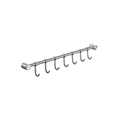 Rack Mural Cuisine Support de Rangement Mural Ustensiles de Cuisine avec 7 Crochets,pour Suspendre Les Ustensiles de Cuisine -Cuillère à Soup,Pot,Casserole, Egouttoir, Gant, Couteau