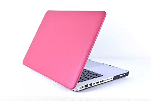 HASESS Seidig Glatt Sanfte Berührung Harte Schale Hülle Abdeckung PU-Leder Coated Snap-on Schale Abdeckung Laptop Folio Haut Hülsen für Apple Macbook Pro 15" A1286 Glossy Display Nicht-Retina + Klar TPU EU/UK Tastatur Abdeckung + Klar LCD-Schirm-Schutz - Rosa