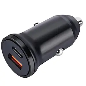 URVNS USBC 20W PD Mini Car Charger, QC 3.0, Dual Charging Port, Cigarette Lighter Adapter Compatible with iPhone 13/12/11/X/8/iPad, Galaxy S21/S20/Note 20/S10, Pixel 5/4/3, LG V50/V40