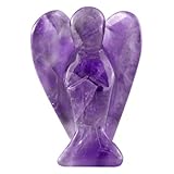 Ouubuuy Natural Amethyst Crystal Angel Pocket Guardian Angel Figurines Gift for Reiki Healing 1.5“