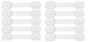 Dreamlux Baby Safety Locks ; Adjustable and Flexible Lock ; Big 3M Adhesive Surface Area for Better Stick ; Drawer Lock Children Kids ; Kitchen Fridge, cupboards (White Color) (Pack of 10)