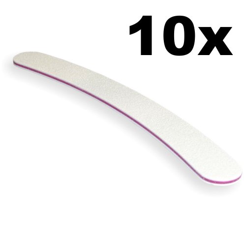 10er Set – Profifeile weiss gebogen Bananenfeile Körnung 100/180 – Kernfarbe Pink / Rot – made in Germany - 2