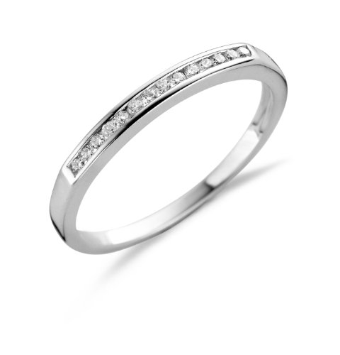 Miore Damen-Ring Memoire 925 Sterling Silber mit Brillanten 0.10ct MSL005R