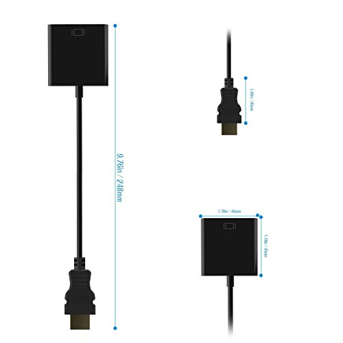 HDMI auf VGA Kabel Badalink Adapter HDMI to VGA Konverter 1080P HDTV, Kompatibel mit Macbook, Chromebook, DVD Player, Laptop, Ultrabook und andere HDMI Eingang Geräte, Schwarz - 7