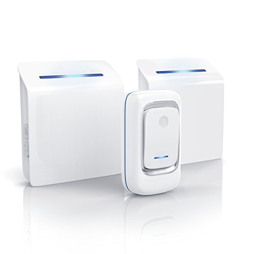 Preisvergleich Produktbild CSL – kabellose Türklingel Set / Funktürklingel / Haustürklingel / Wireless Digital Door Bell / 1 x Sender / 2 x Empfänger / 36 wählbare Melodien / Klingeltöne / IP44 spritzwassergeschützt / in weiß