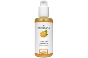 Orientana - Huile Nettoyante Naturelle Pour Le Visage Et Les Yeux Orange Dorée | Démaquillage Végétalien | Nettoyage En Douceur | Effet Hydratant Et Régénérant | Nourrit Et Lisse - 150 ml