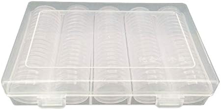 BeneU 30MM Plastic Coin Holder Capsules Container with Small Round Box Commemorative Coin Collection Box Coin Transparent Storage Case for Collectors