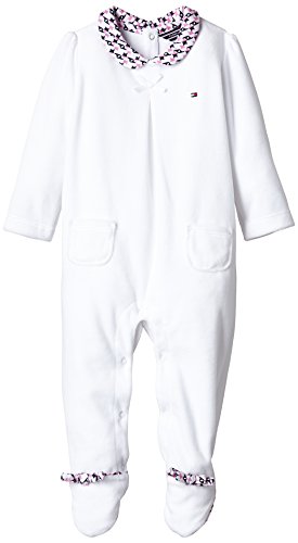 Tommy Baby-Girls Velour Coverall Long Sleeve Romper, White, 0-3 Months (Manufacturer Size:62)