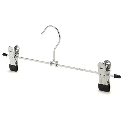 Kleiderbügel Hosenbügel aus Metall für Kleiderschrank rutschfest, mit verschiebbaren Clips, verchromt Silber (10 Stück) - 3