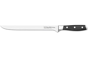 3 Claveles - Cuchillo Jamonero, Pulido Mate, Acero Inoxidable, Línea Toledo - (25cm - 9,5")