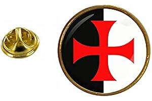 Akachafactory - Spilla con bandiera del templare Cavaliere R1 rotonda