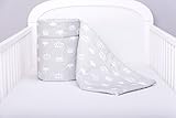 Amilian® Bettumrandung Nest Kopfschutz Nestchen 420x30cm, 360x30cm, 180x30 cm Bettnestchen Baby Kantenschutz Bettausstattung Krone Grau