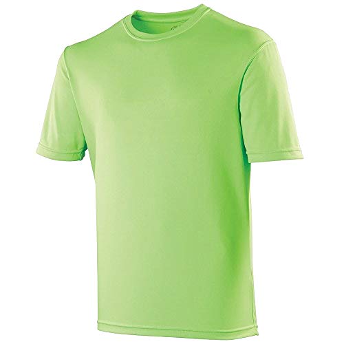Just Cool - Camiseta de Deportes Transpirable Unisex Modelo Neoteric para Niños Niñas - Deportes/Gimnasia/Correr (5-6 Años/Verde Eléctrico)