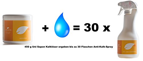 Uni Sapon universal Entkalker aus ökologischen pflanzlichen natürlichen Fruchtsäuren ideal als Kalklöser zur giftfreien Entkalkung von Elektrogeräten sowie im Sanitärbereich , 450 g - 2