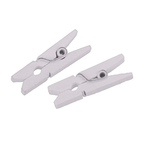 50 / 100 X Mini Holzklammern Deko Klammern Wäscheklammern Zierklammern – 100pcs Weiß - 6