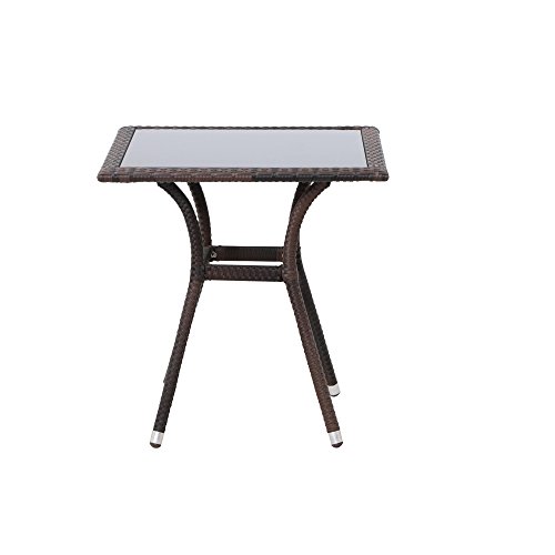 Siena Garden 560586 Tisch Wien, 70x70cm Aluminium-Gestell Gardino®-Geflecht maron Glasplatte schwarz, Aluminium-Fußkappen - 2