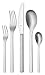 Produktbild WMF Linum Besteck-Set 78-teilig für 12 Personen Kuchengabel Portionsschöpfer Servierlöffel Salatgabel Serviergabel Tortenheber Cromargan Edelstahl rostfrei mattiert mit 12 Espressolöffeln gratis